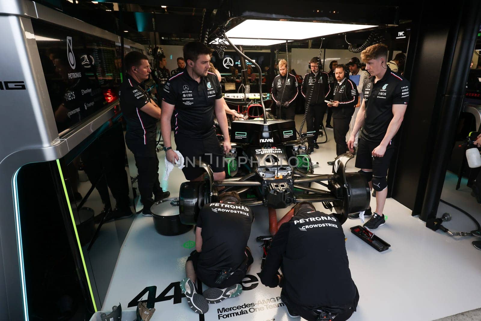 MELBOURNE, AUSTRALIA - MARCH 31: Mercedes-AMG PETRONAS Formula One Team at the 2023 Australian Formula 1 Grand Prix on 31st March 2023