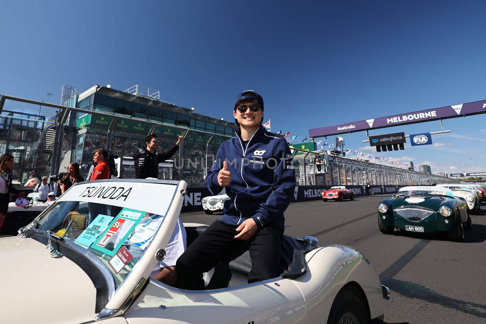 MELBOURNE, AUSTRALIA - APRIL 2: Yuki Tsunoda on race day during the 2023 Australian Grand Prix at Albert Park on April 2, 2023 in Melbourne, Australia.