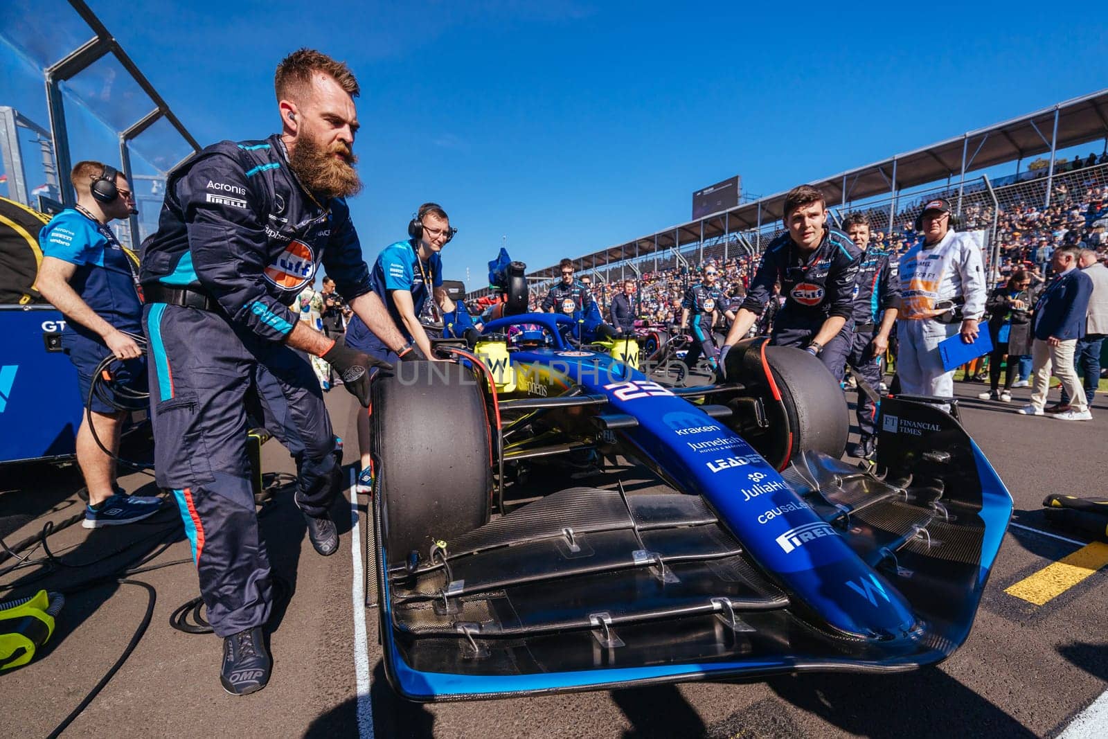 MELBOURNE, AUSTRALIA - APRIL 2: Alexander Albon of Thailand before race start during the 2023 Australian Grand Prix at Albert Park on April 2, 2023 in Melbourne, Australia.