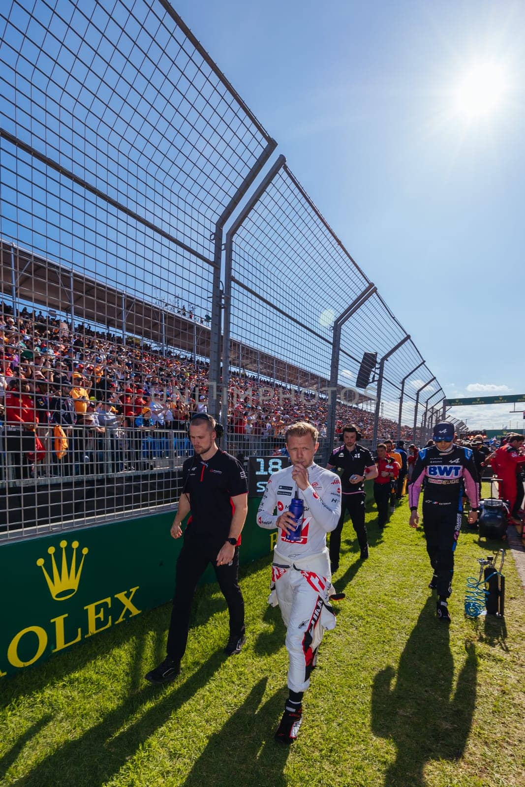 MELBOURNE, AUSTRALIA - APRIL 2: Kevin Magnussen of Denmark before race start during the 2023 Australian Grand Prix at Albert Park on April 2, 2023 in Melbourne, Australia.