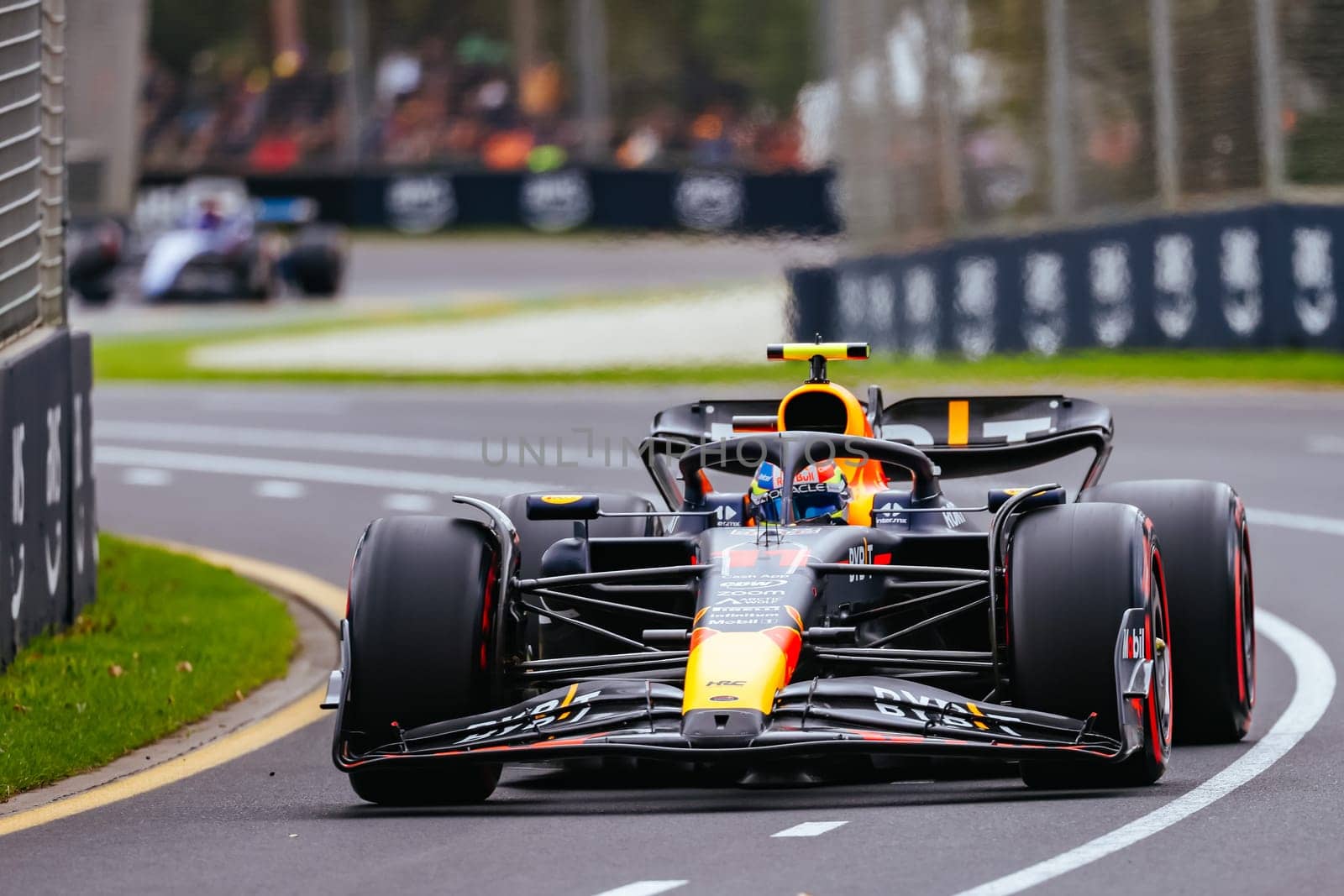 MELBOURNE, AUSTRALIA - APRIL 01: Sergio Perez of Mexico drives the Oracle Red Bull Racing RB19 during free practice at the 2023 Australian Grand Prix at Albert Park in Melbourne, Australia