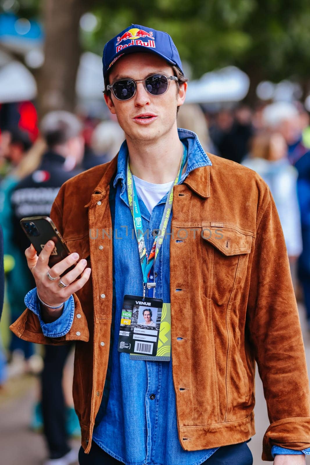 MELBOURNE, AUSTRALIA - APRIL 01: Australian snowboarder Scotty James at the 2023 Australian Formula 1 Grand Prix on 1st April 2023