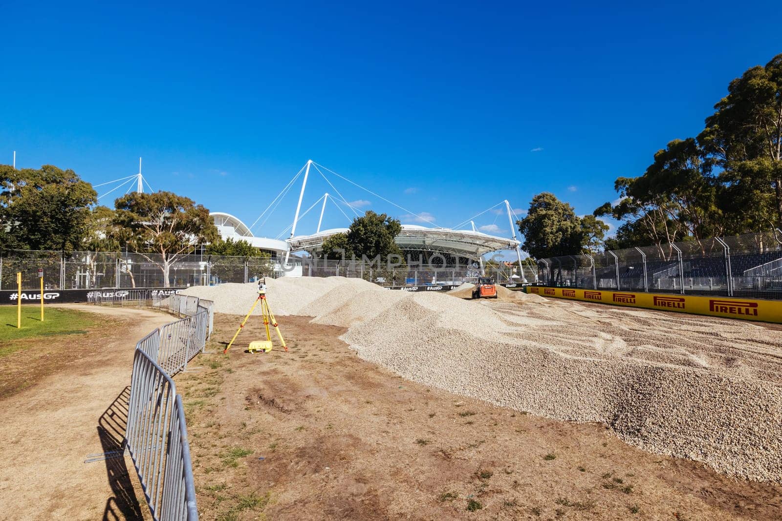 MELBOURNE, AUSTRALIA - MARCH 17 2022: Track build and preparations for the 2023 Formula 1 Australian Grand Prix to be held on March 30 to April 2nd 2023.