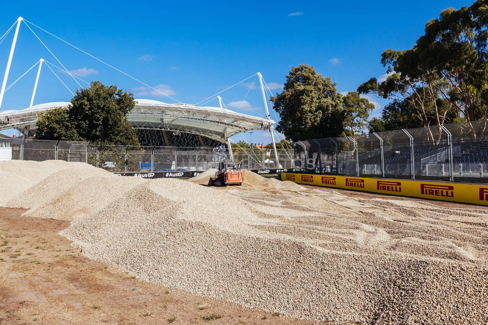 MELBOURNE, AUSTRALIA - MARCH 17 2022: Track build and preparations for the 2023 Formula 1 Australian Grand Prix to be held on March 30 to April 2nd 2023.
