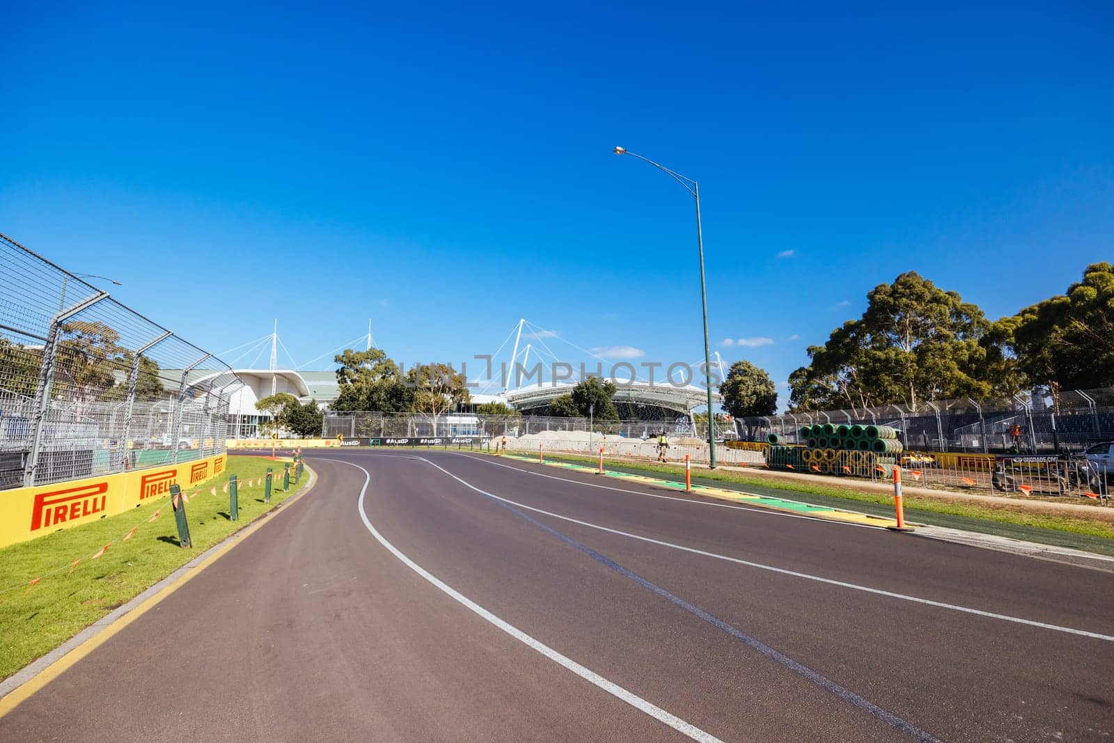 MELBOURNE, AUSTRALIA - MARCH 17 2022: Track build and preparations for the 2023 Formula 1 Australian Grand Prix to be held on March 30 to April 2nd 2023.