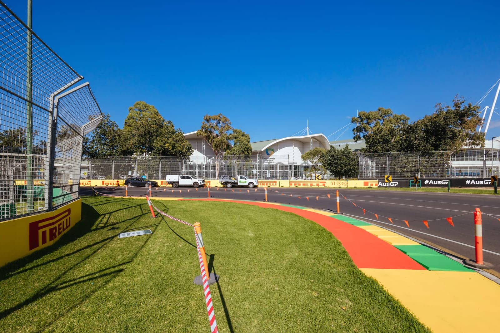 MELBOURNE, AUSTRALIA - MARCH 17 2022: Track build and preparations for the 2023 Formula 1 Australian Grand Prix to be held on March 30 to April 2nd 2023.