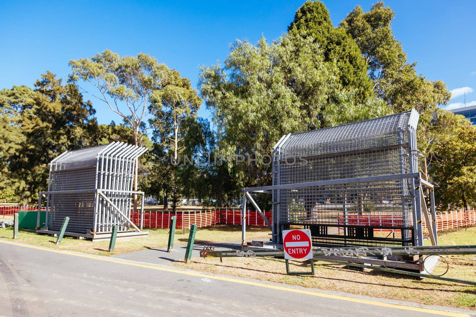 MELBOURNE, AUSTRALIA - MARCH 17 2022: Track build and preparations for the 2023 Formula 1 Australian Grand Prix to be held on March 30 to April 2nd 2023.
