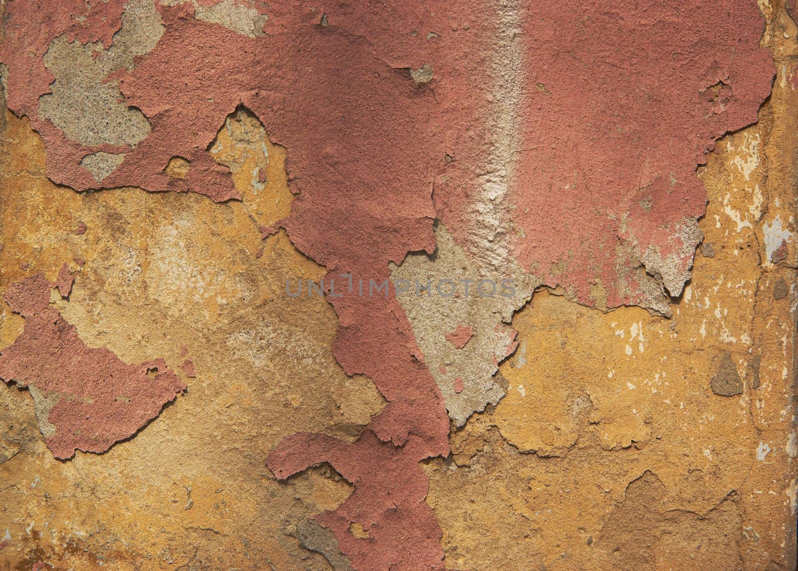 Background of peeling paint in red and yellow by Севостьянов