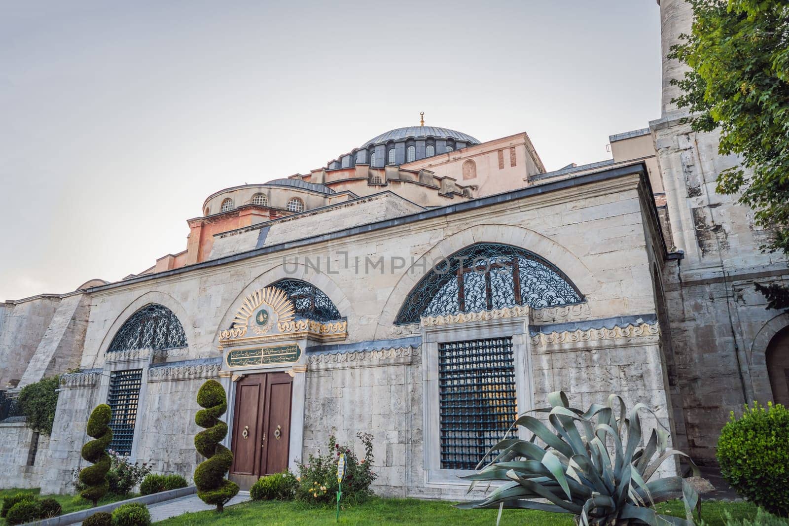 Sunny day architecture and Hagia Sophia Museum, in Eminonu, istanbul, Turkey. Turkiye by galitskaya