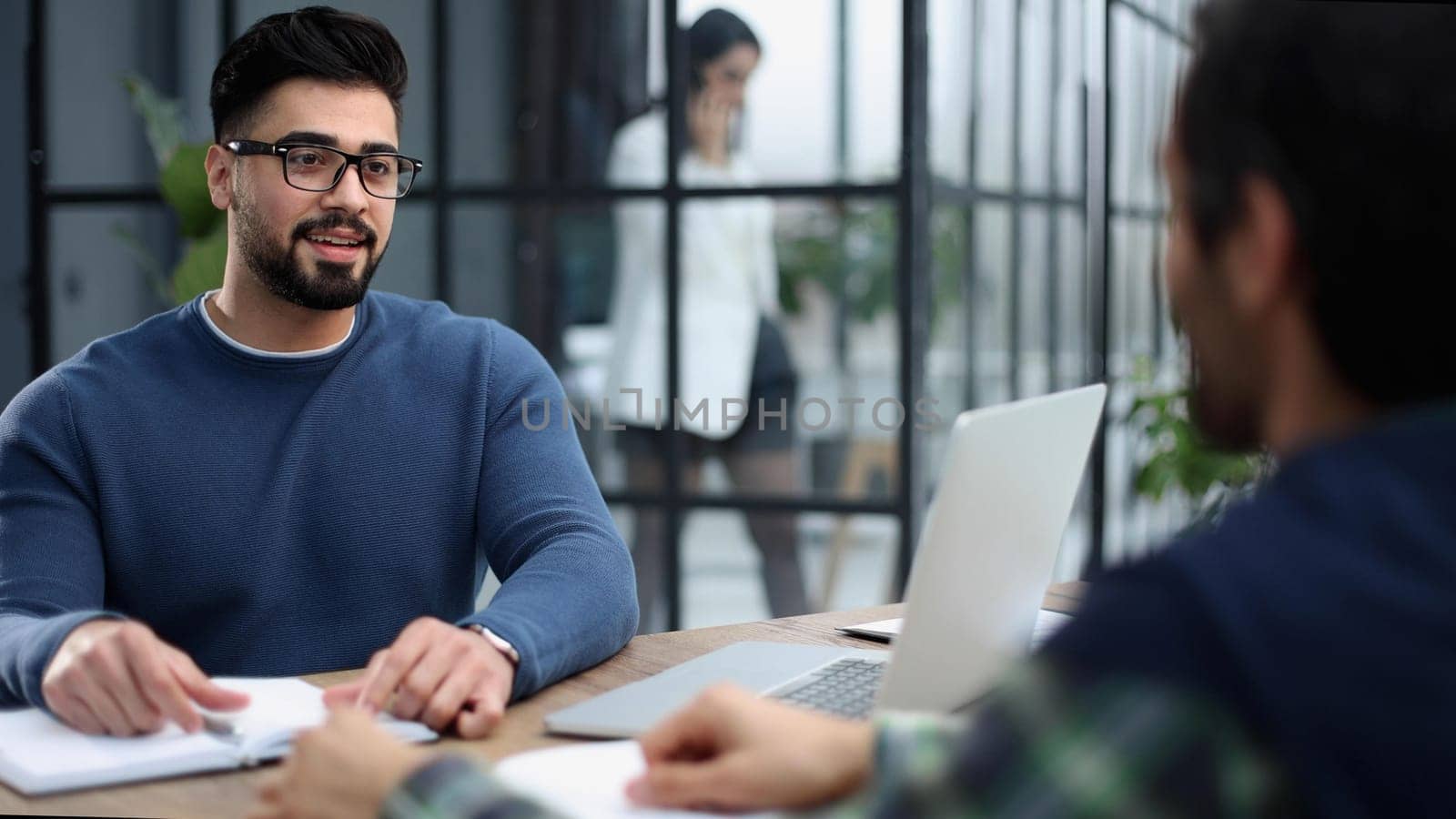 working together in a meeting in the office, teamwork concept