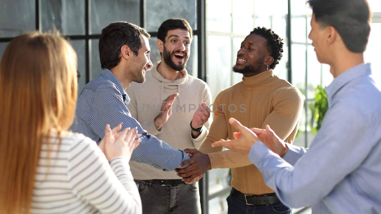 Diverse group of people at a community center. Meet and greet.