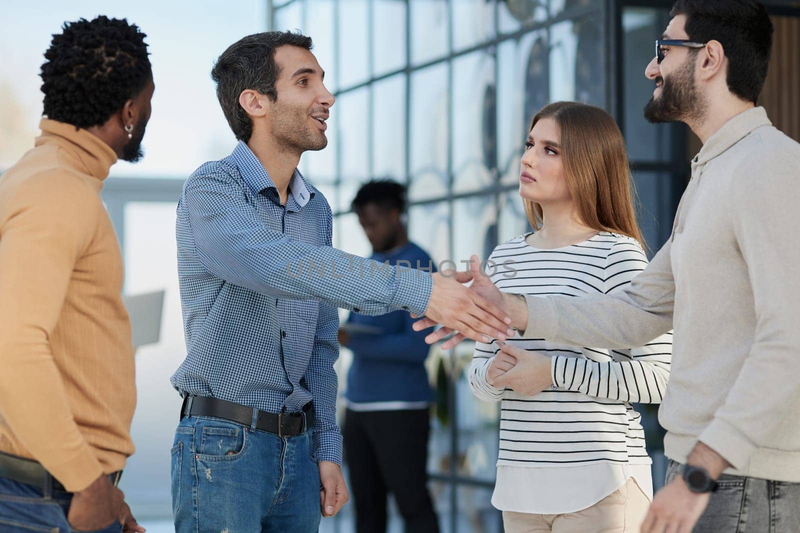 man distributing ID cards to professionals for seminar