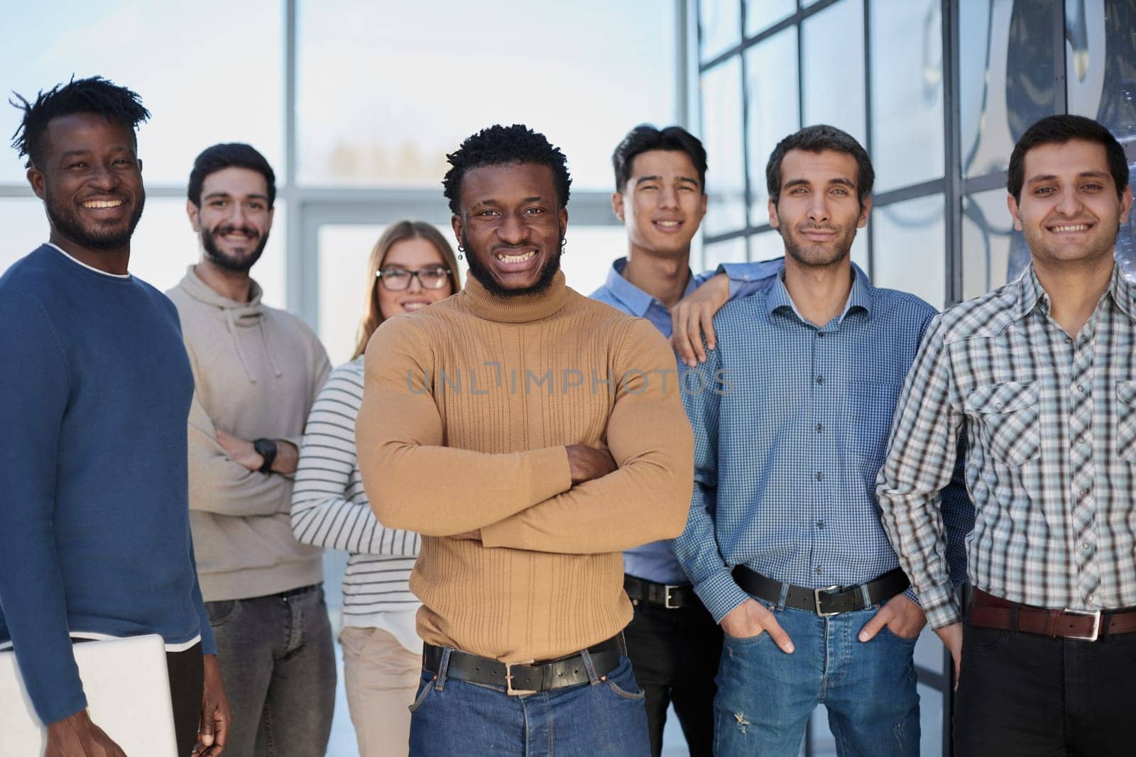 Business people standing at a meeting in a conference room