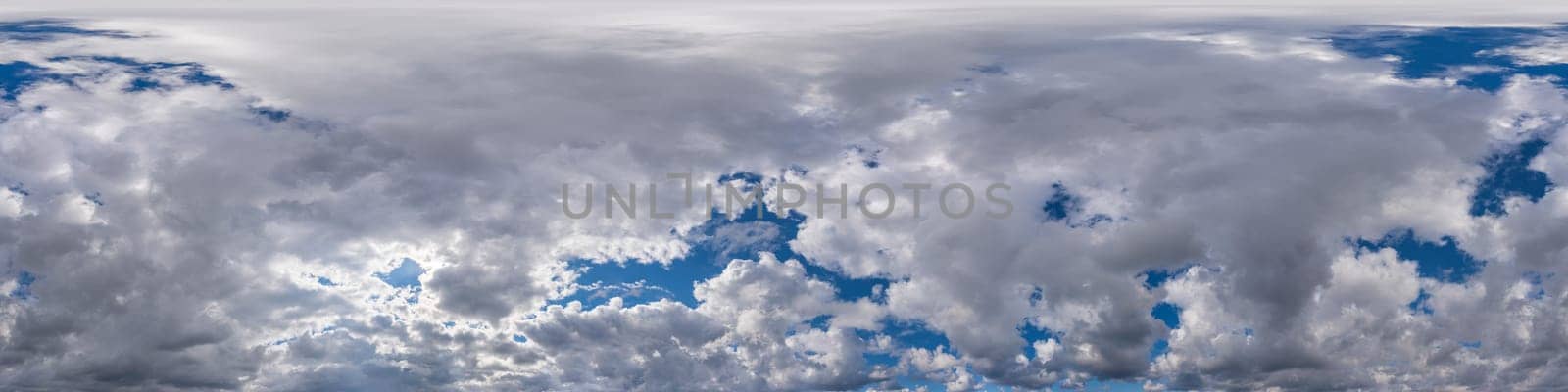 Overcast sky panorama on rainy day with Nimbostratus clouds in seamless spherical equirectangular format. Full zenith for use in 3D graphics, game and for aerial drone 360 degree panorama as sky dome. by panophotograph