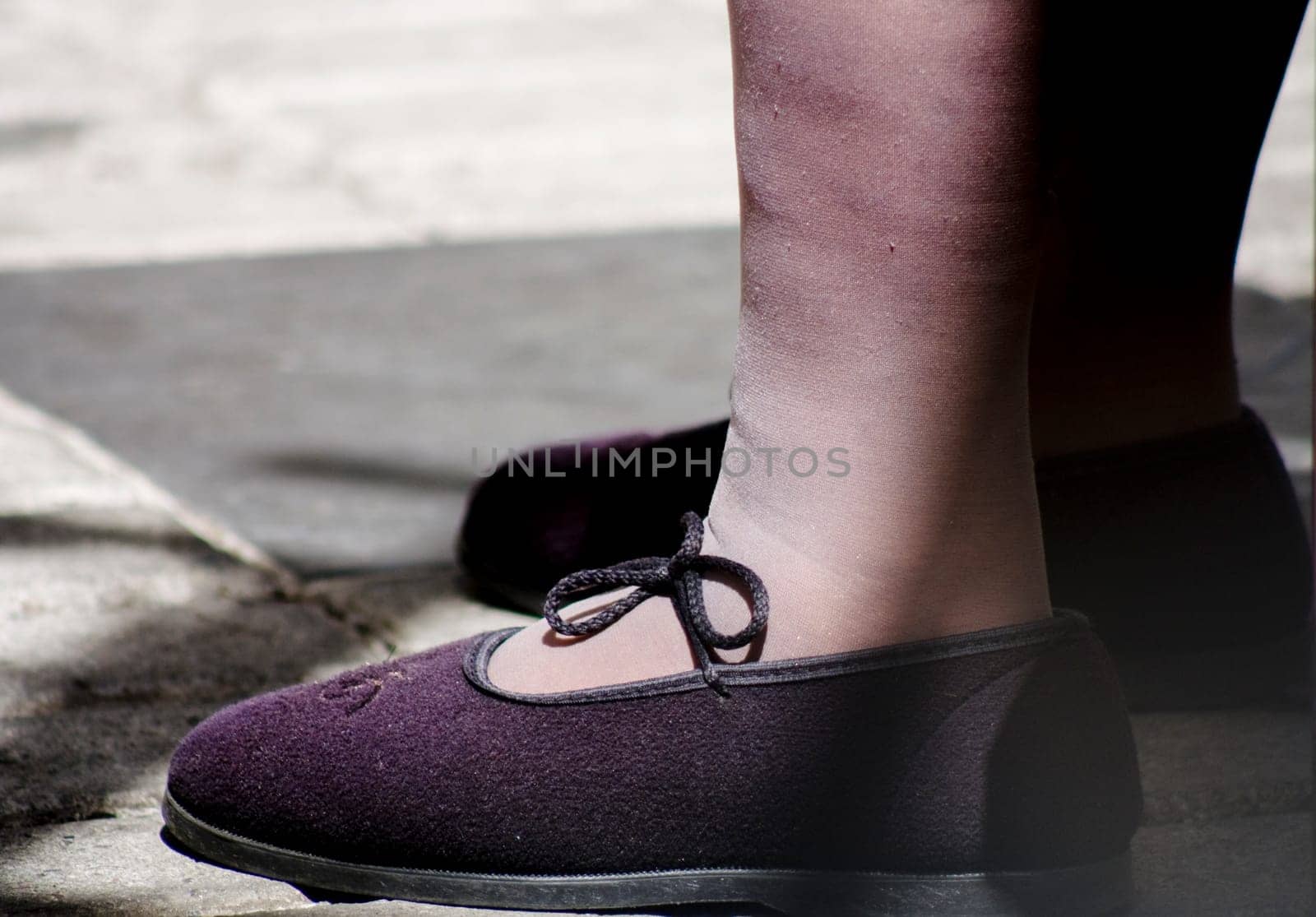 closeup of leg and foot of an elderly woman. High quality photo