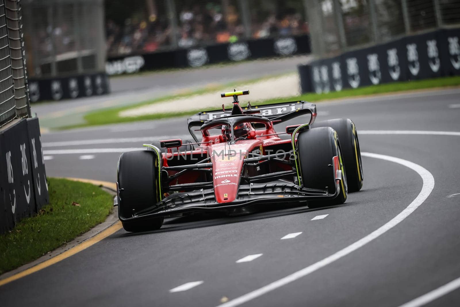 MELBOURNE, AUSTRALIA - APRIL 01: Carlos Sainz of Spain drives the Ferrari SF-23 in practice during the 2023 Australian Grand Prix at Albert Park on April 1, 2023 in Melbourne, Australia.