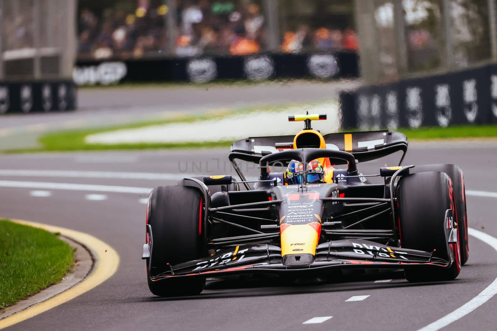 MELBOURNE, AUSTRALIA - APRIL 01: Sergio Perez of Mexico drives the Oracle Red Bull Racing RB19 in practice during the 2023 Australian Grand Prix at Albert Park on April 1, 2023 in Melbourne, Australia.