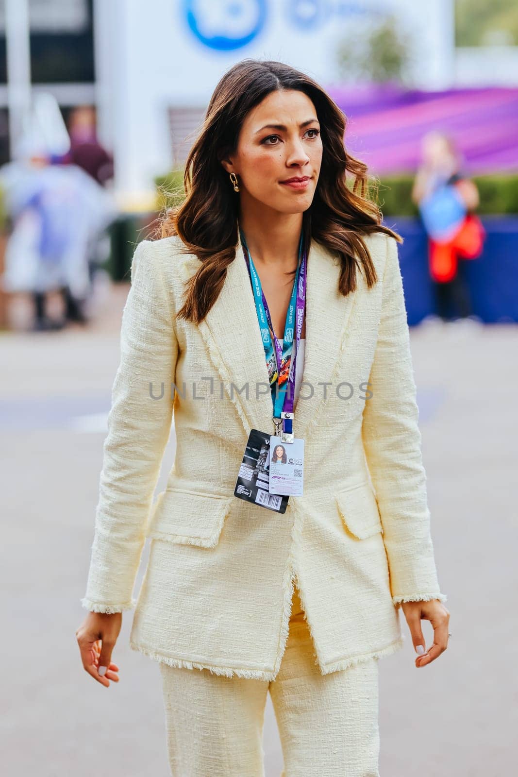 MELBOURNE, AUSTRALIA - APRIL 01: Australian TV presenter Tara Rushton at the 2023 Australian Formula 1 Grand Prix on 1st April 2023