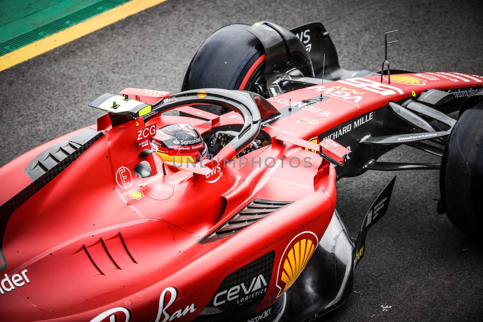 MELBOURNE, AUSTRALIA - APRIL 01: Carlos Sainz of Spain drives the Ferrari SF-23 during qualifying at the 2023 Australian Grand Prix at Albert Park in Melbourne, Australia