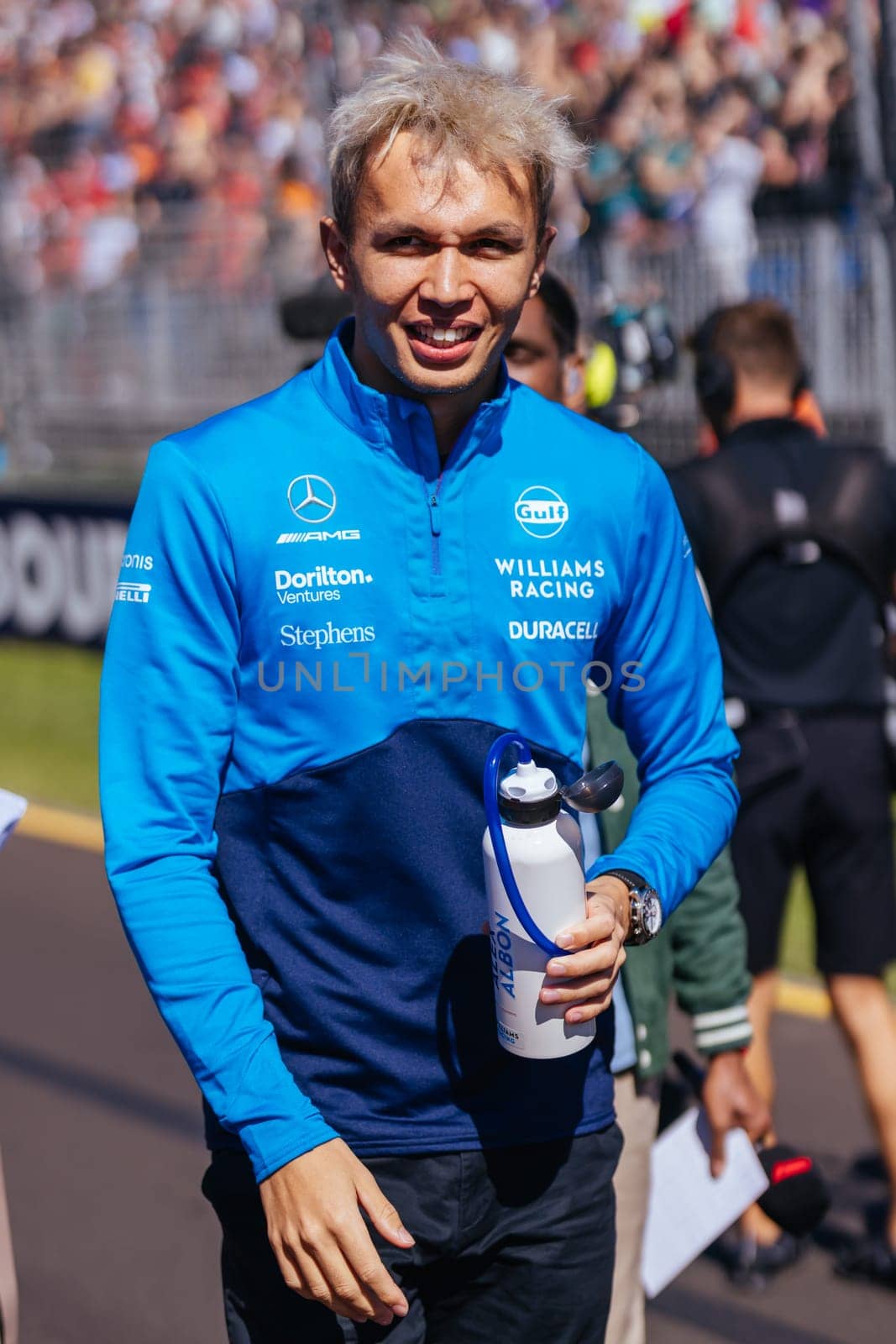 MELBOURNE, AUSTRALIA - APRIL 2: Alexander Albon of Thailand driving for Williams Racing at the drivers parade before the start of the main race at the 2023 Australian Formula 1 Grand Prix on 2nd April 2023