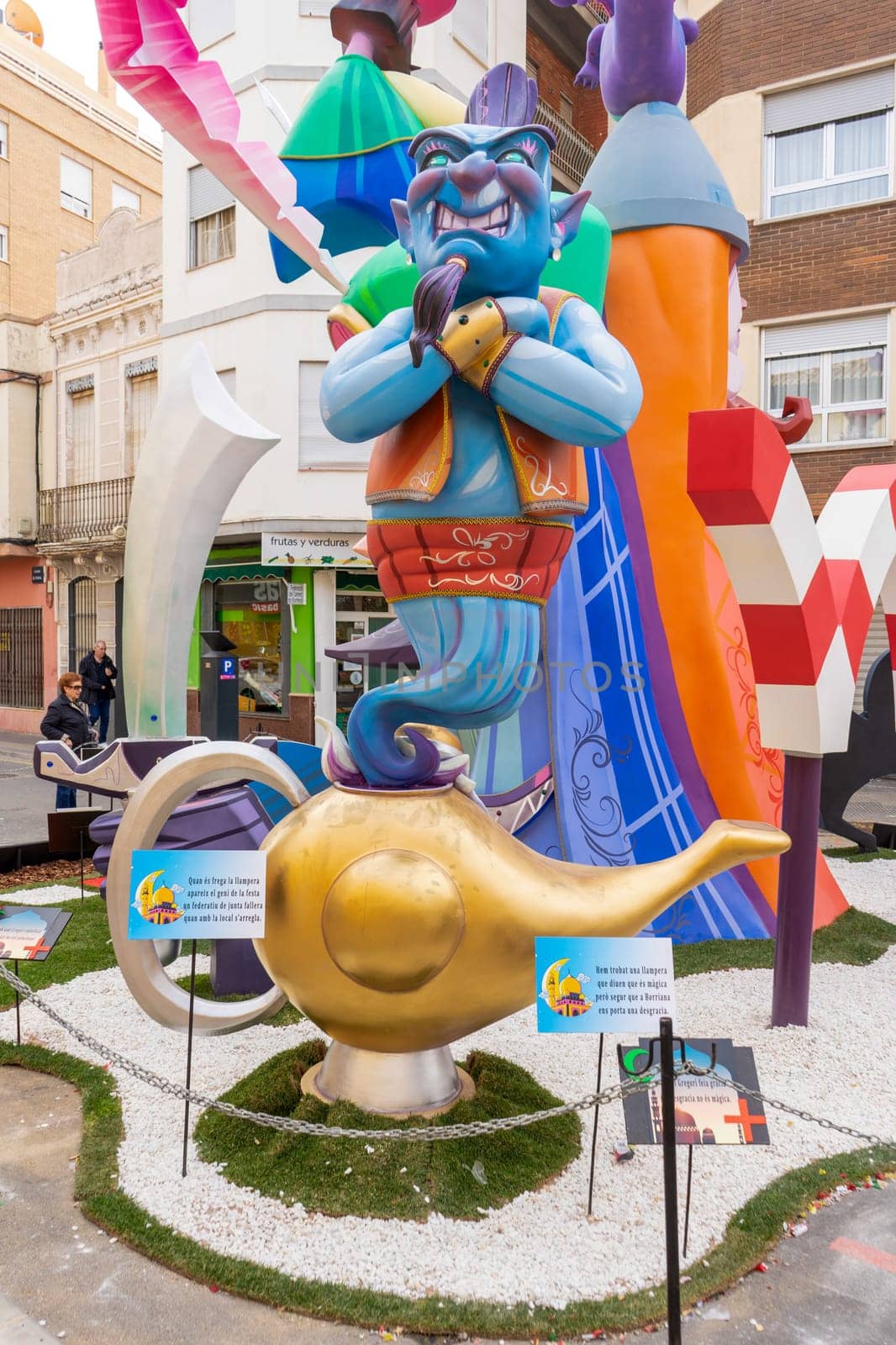 Burriana, Spain 18-03-2023: View of the sculpted monument for its exhibition and its burning in the Burriana fallas festivities by Barriolo82