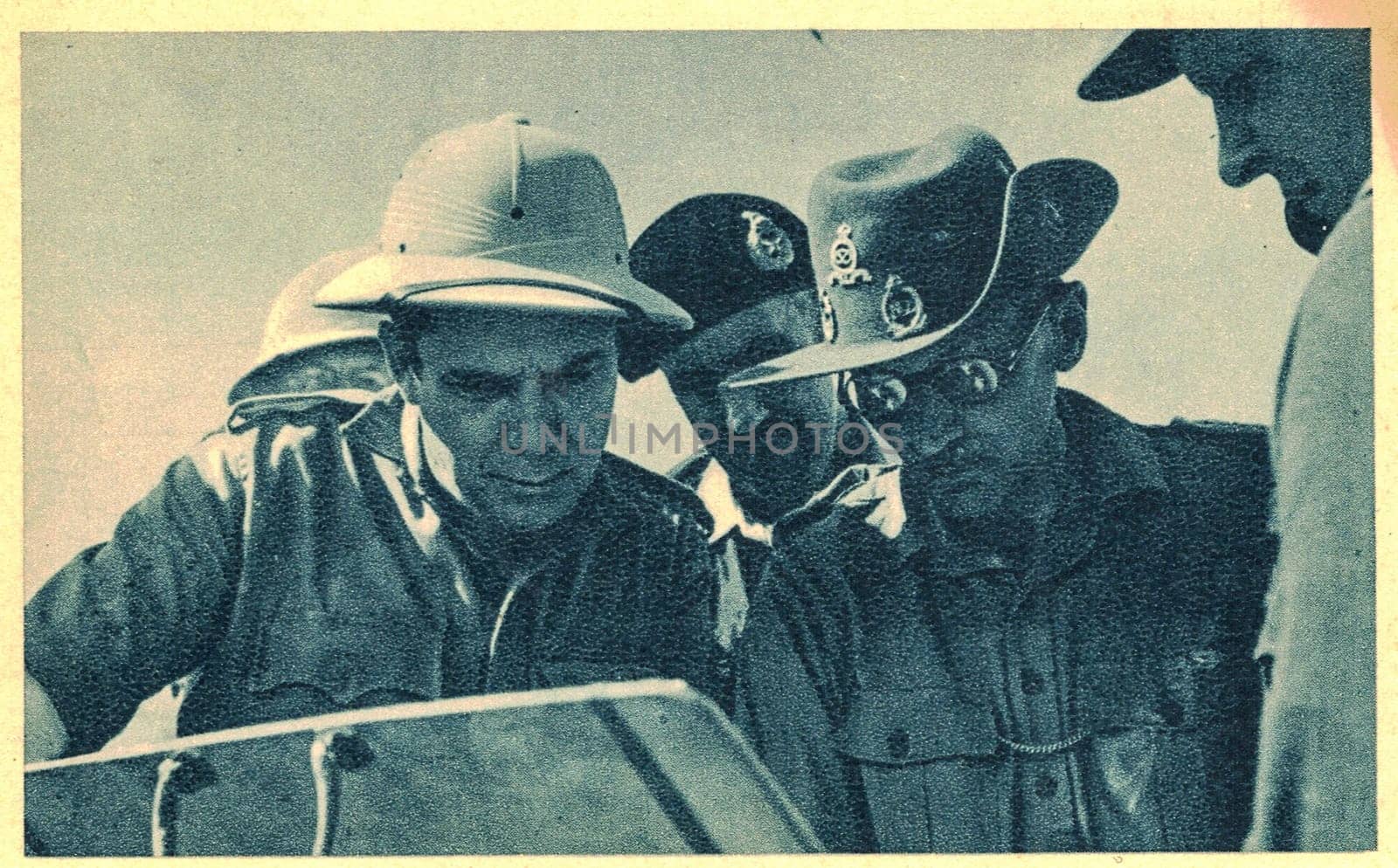 NORTH AFRICA - AUGUST, 1944: Wendell Willkie and Bernard Montgomery (wers sunglasses). Wilkie was an American lawyer, corporate executive, and the 1940 Republican nominee for President of the United States. Montgomery was a British Army officer, most noted for his involvement in World War II and often referred to as Monty.