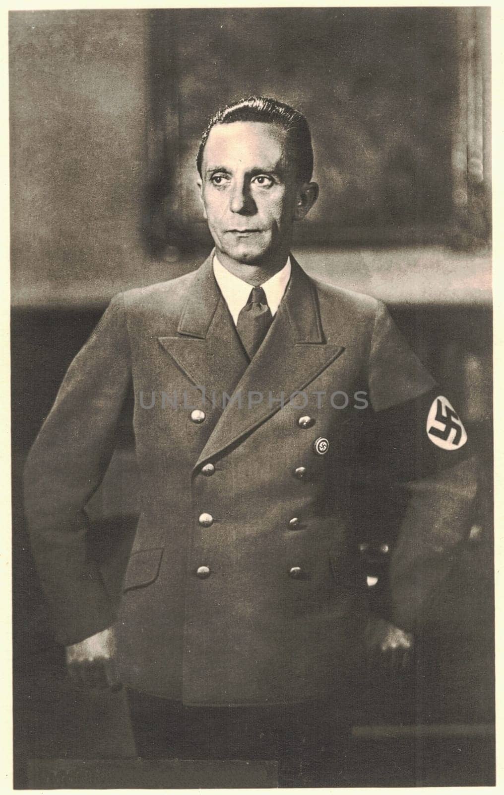 GERMANY - CIRCA 1940s: Paul Joseph Goebbels (29 October 1897-1 May 1945) was a German Nazi politician and Reich Minister of Propaganda of Nazi Germany from 1933 to 1945. He was one of Adolf Hitler's closest and most devoted associates, and was known for his skills in public speaking and his deeply virulent antisemitism.
