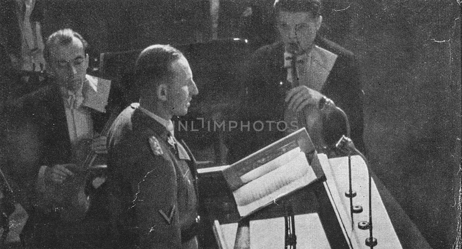 PRAGUE, PROTECTORATE OF BOHEMIA AND MORAVIA - SPRING 1941: Reinhard Heydrich, Deputy Reich Protector of the Protectorate of Bohemia and Moravia, adresses to audience.
