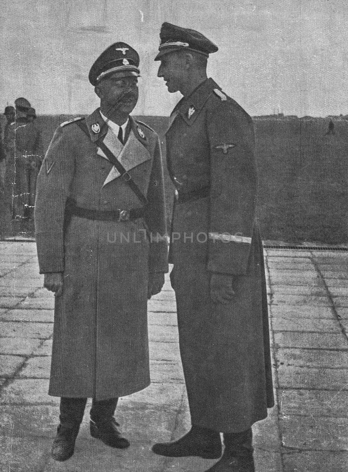 POLAND - 1940s: Heinrich Himmler (left) and Reinhard Heydrich during war campaign in Poland.
