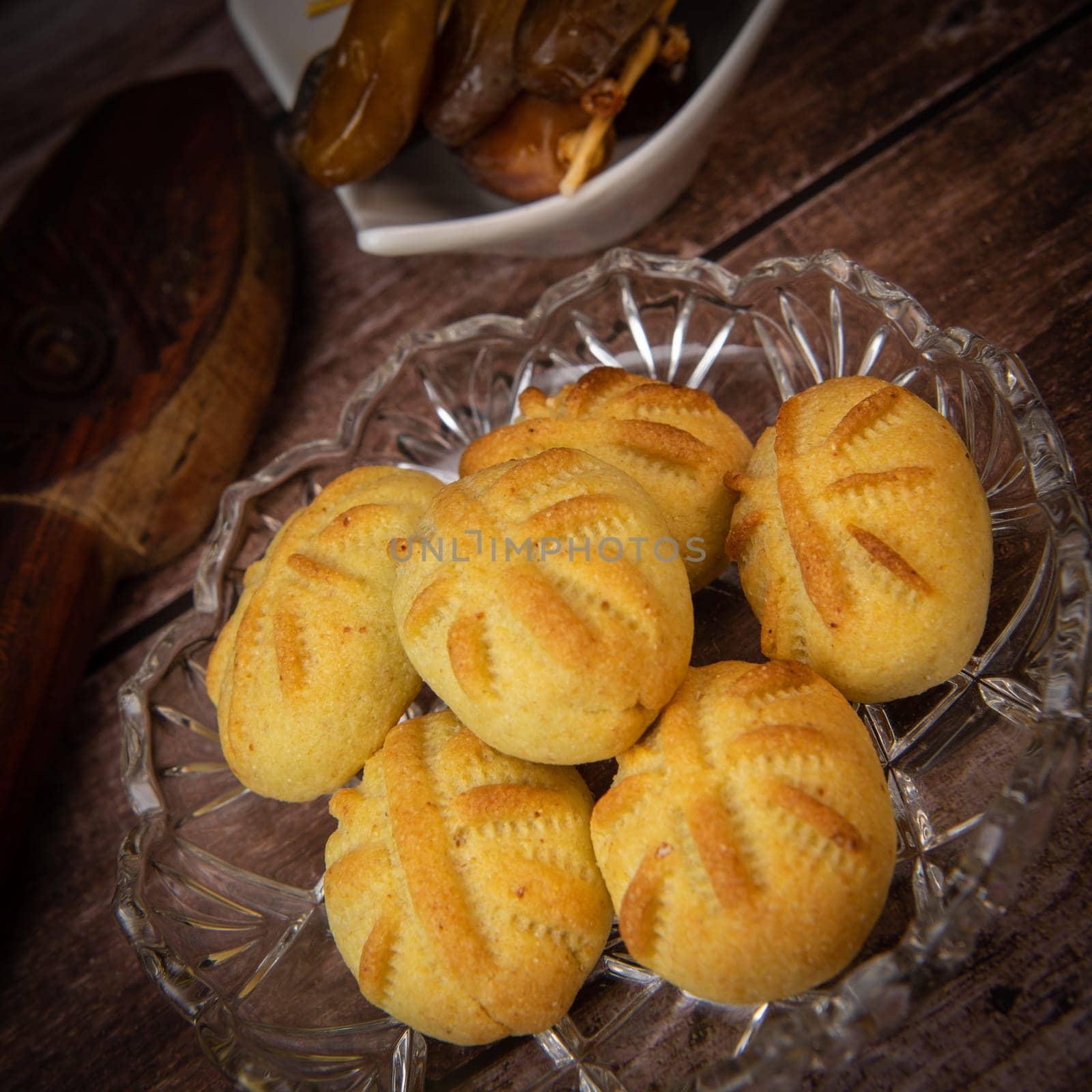 Traditional eid maamoul or mamoul cookies with dates, nuts, and jam, Arabic sweets for Aid al-Fitr and easter, High quality photo