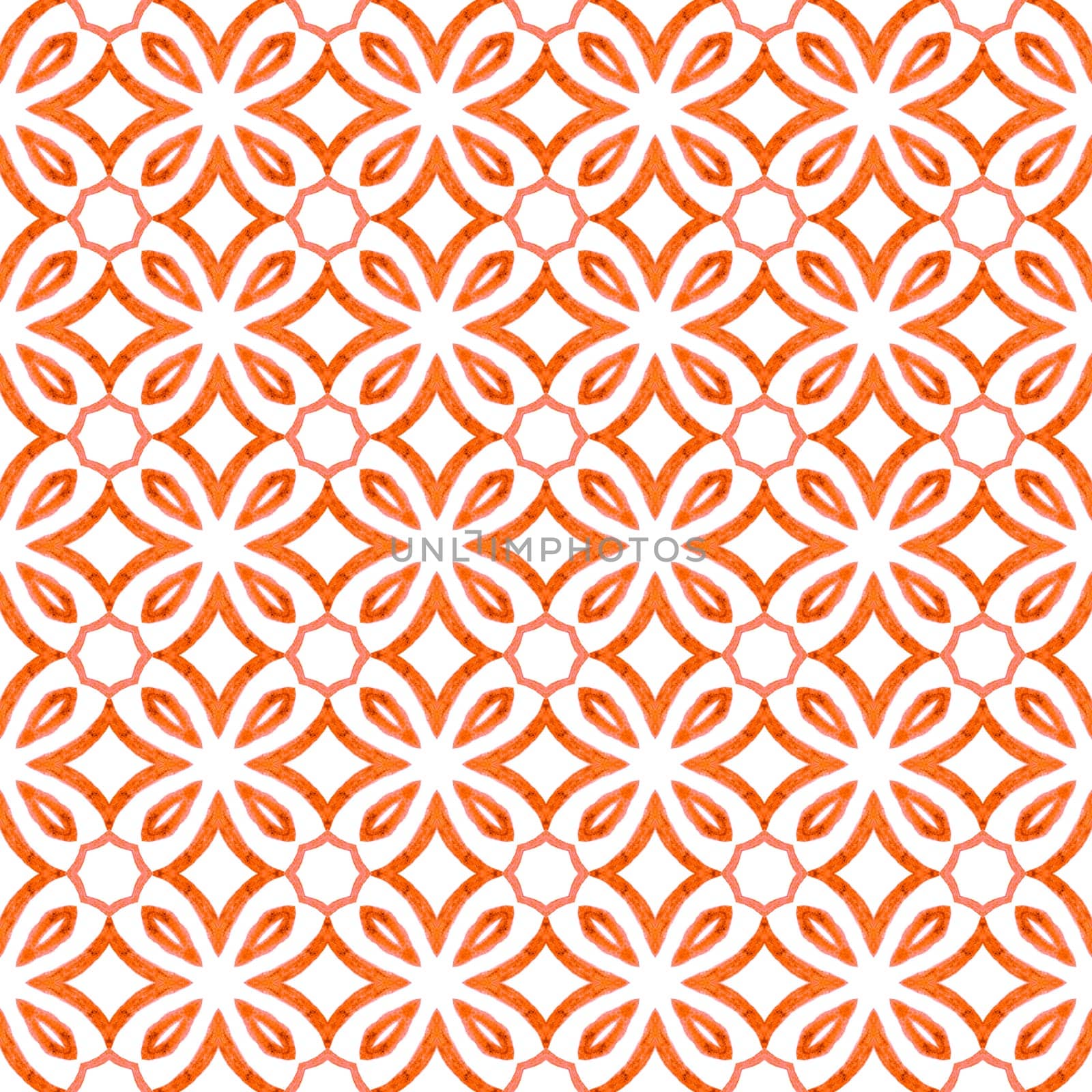 Textile ready elegant print, swimwear fabric, wallpaper, wrapping. Orange pleasing boho chic summer design. Chevron watercolor pattern. Green geometric chevron watercolor border.
