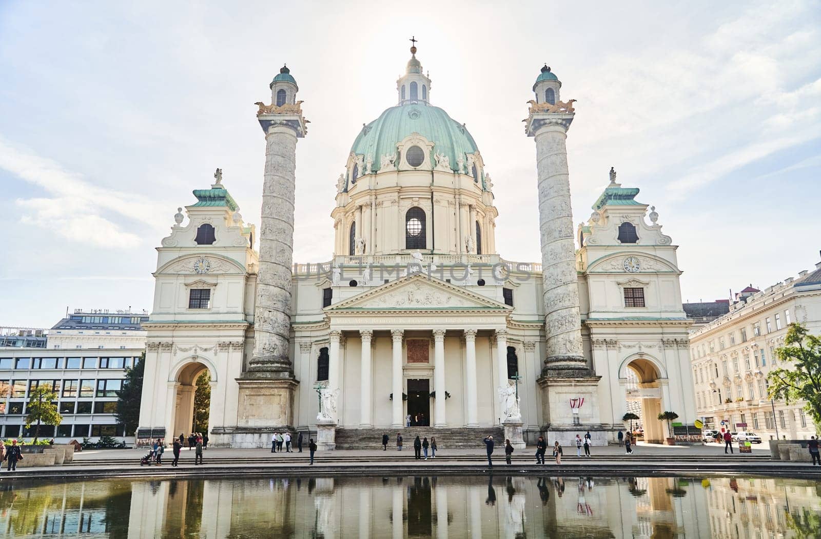 Austria, Vienna - 12.10.2022: View of the Karlskirche church in Vienna. High quality photo