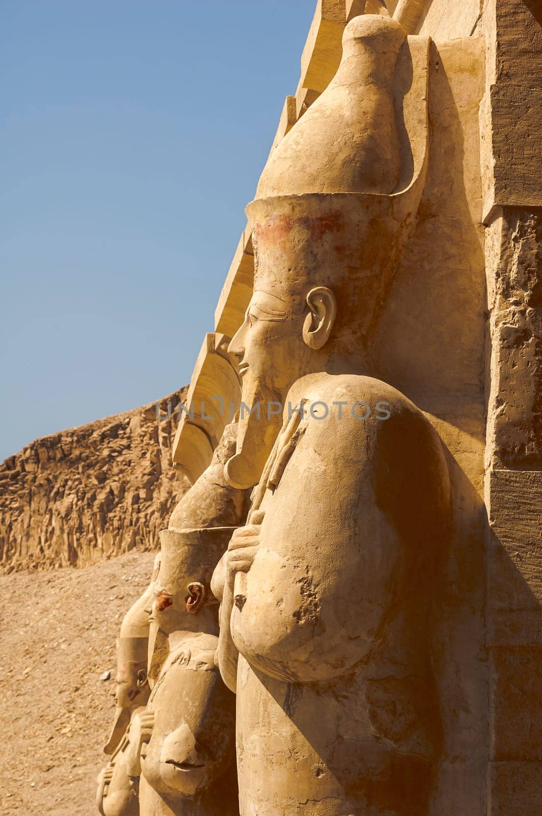 Luxor, Egypt - April 16 2008: Hatshepsut temple near the King valley, Luxor, Egypt.