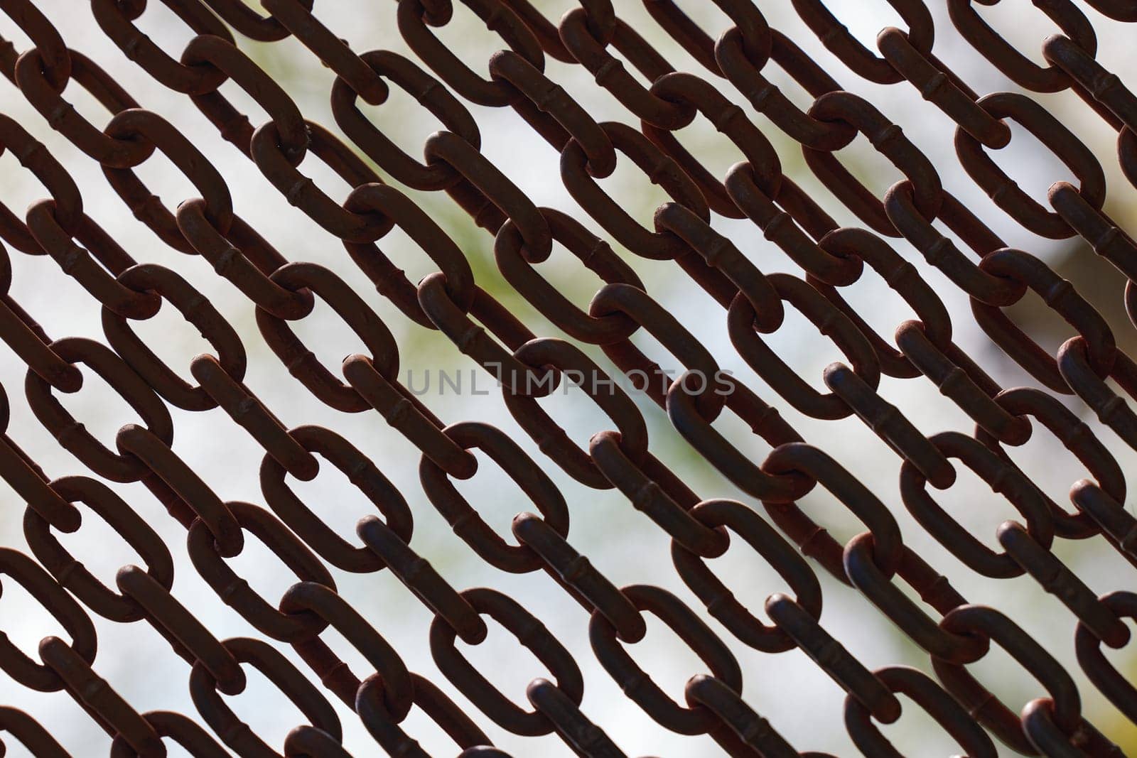 Rusty chains. Background of chains on a withe background. Rust Anchor Chain. Curtain of old chain-link. Background of metal chains, old used chain.