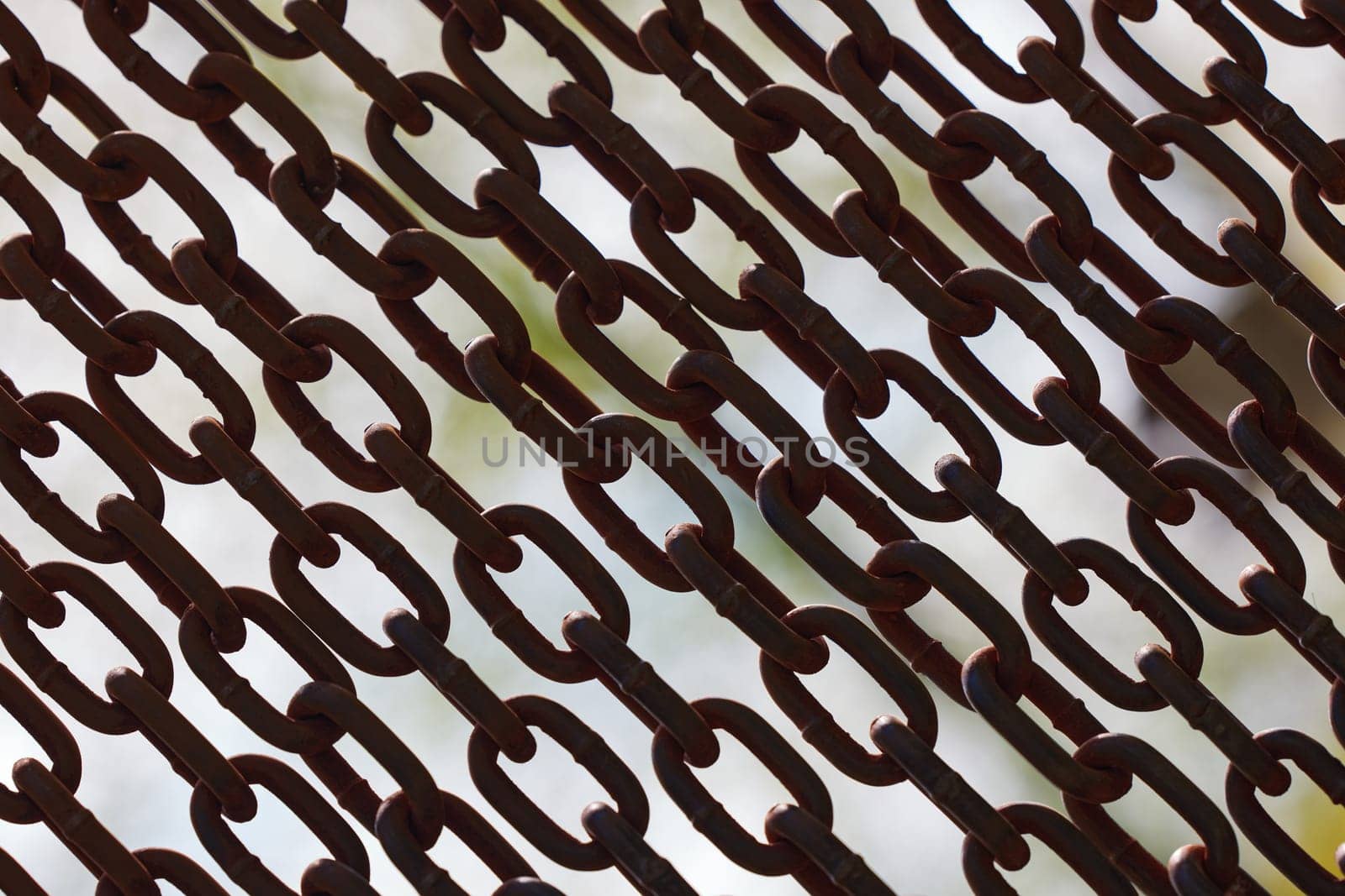 Rusty chains. Background of chains on a withe background. Rust Anchor Chain. Curtain of old chain-link. Background of metal chains, old used chain.