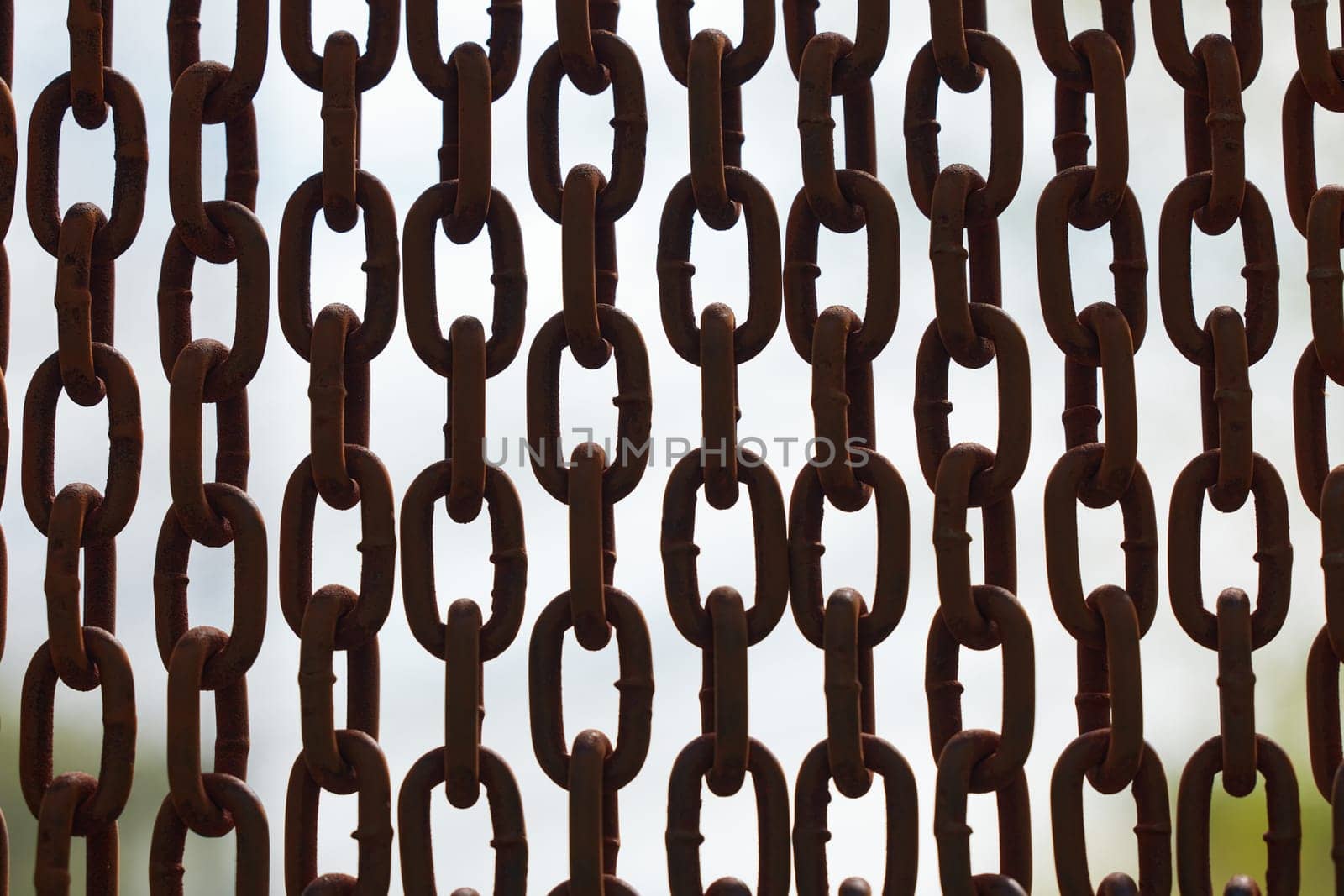 Rusty chains. Background of chains on a withe background. Rust Anchor Chain. Curtain of old chain-link. Background of metal chains, old used chain.