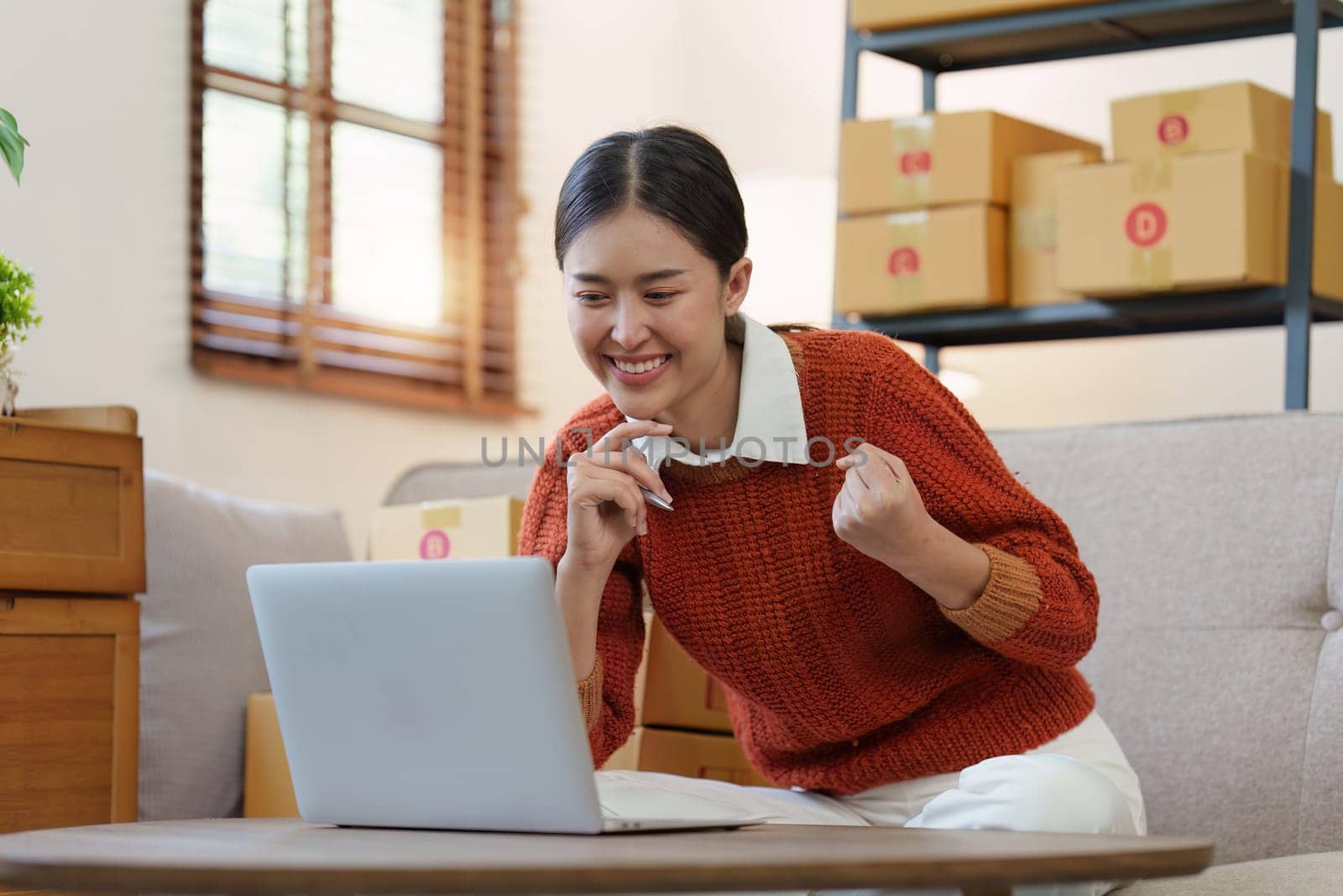 Small businesses SME owners female entrepreneurs check online orders to prepare to pack the boxes, sell to customers, sme business ideas online by itchaznong