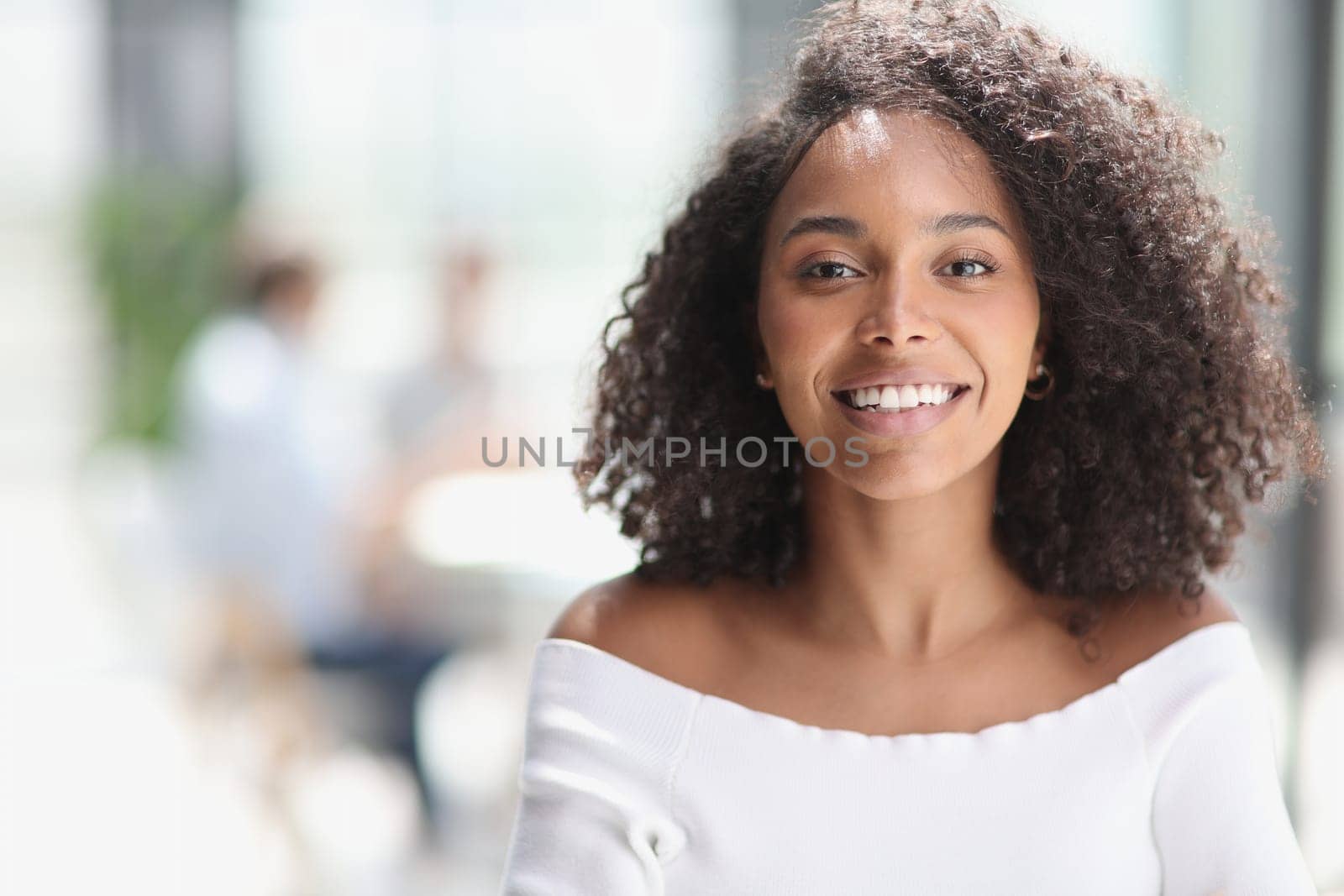 Portrait of an African American young business woman working in the office