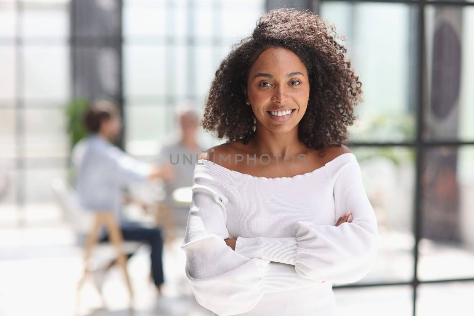 Portrait of an African American young business woman working in the office