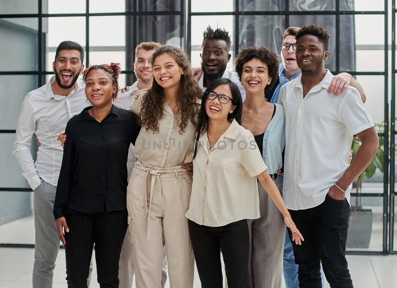 Business people having a business meeting. Happy diverse business team