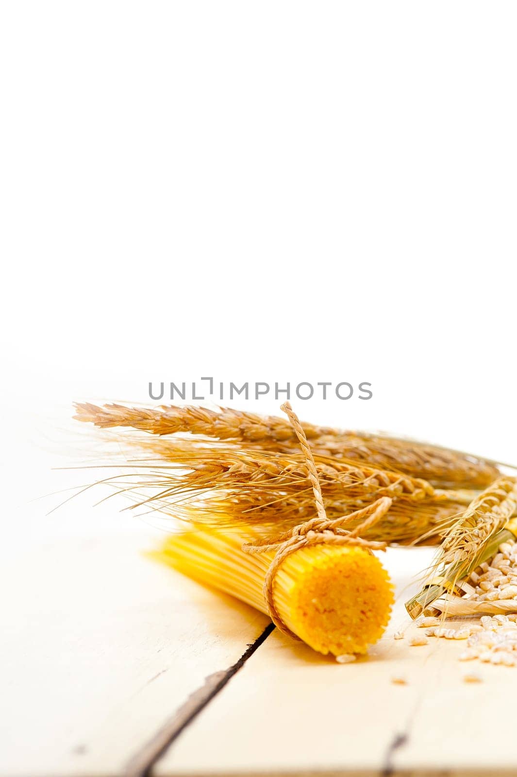 organic Raw italian pasta and durum wheat grains crop 