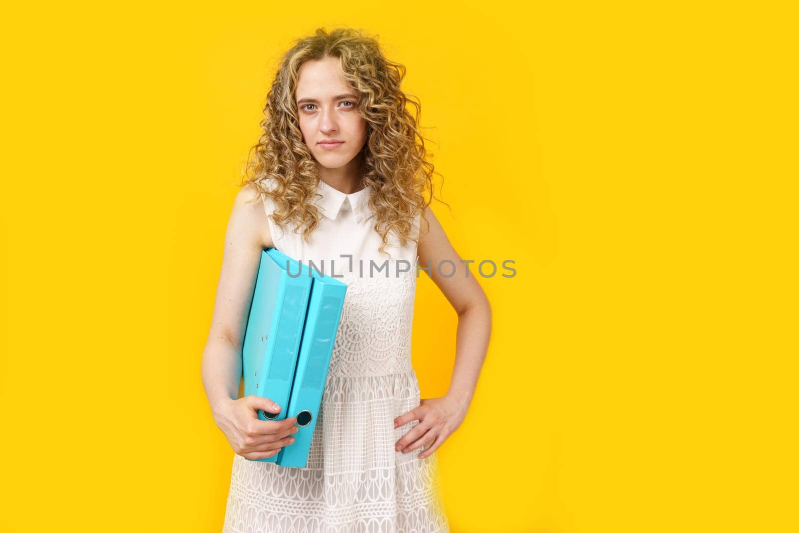 A young woman holds folders with documents in her hands. by Sd28DimoN_1976