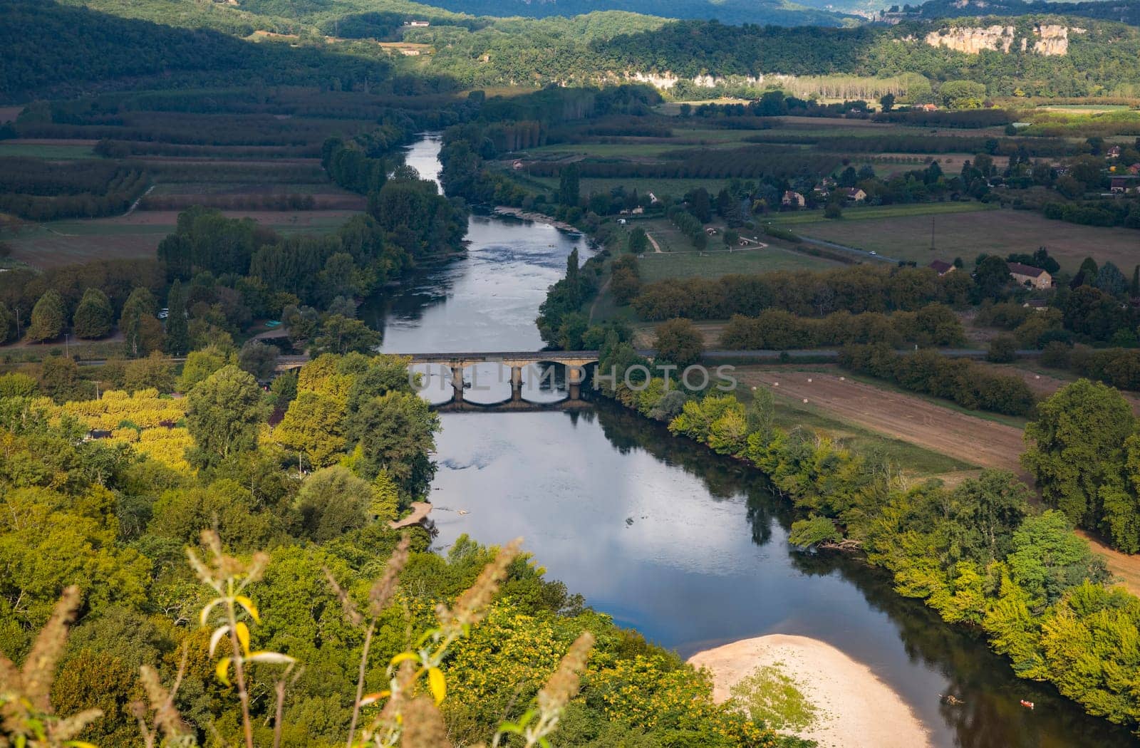 View on the Dordogne river France, region Perigord, from the village Domme