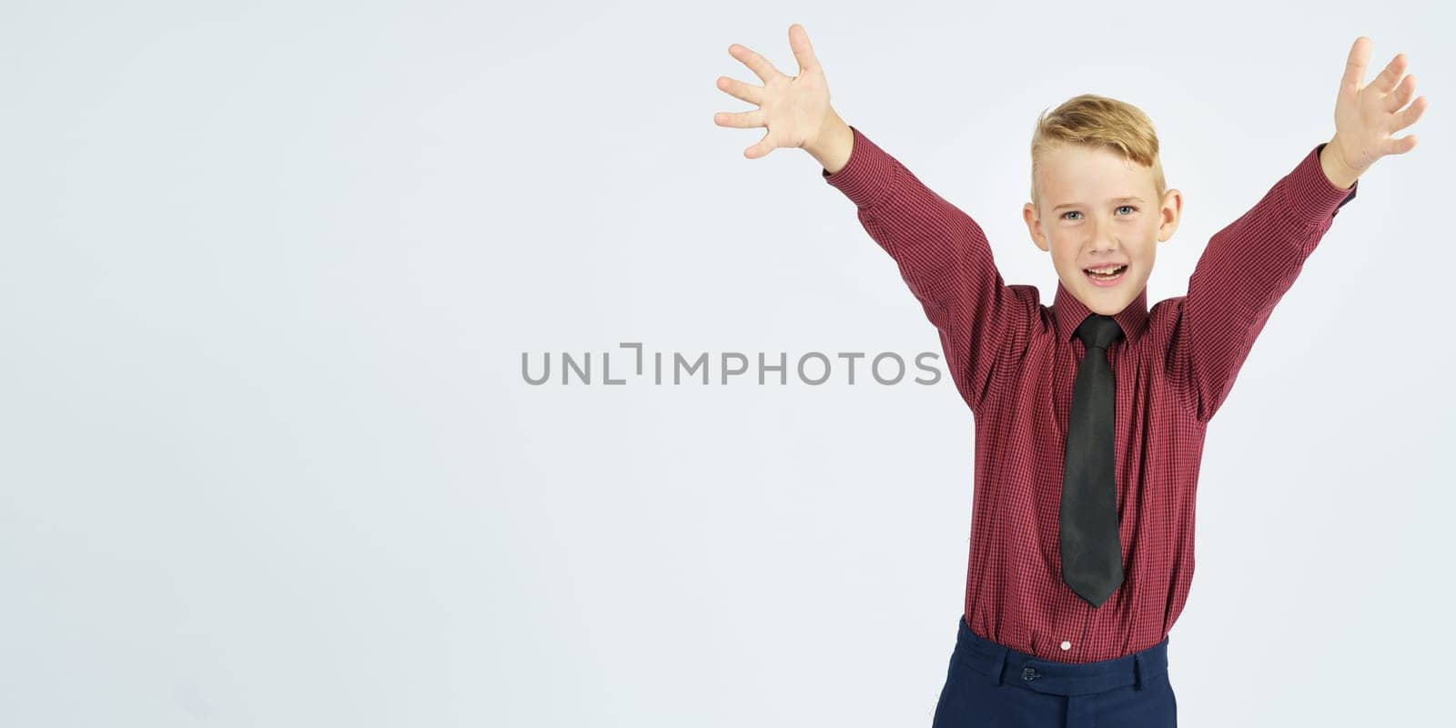 Portrait of a schoolboy with open arms who smiles. by Sd28DimoN_1976