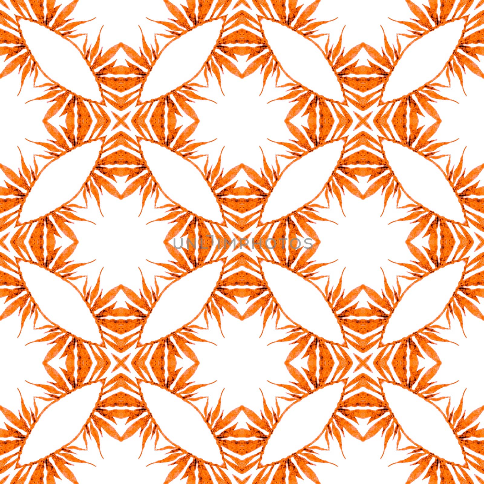 Exotic seamless pattern. Orange stylish boho chic summer design. Summer exotic seamless border. Textile ready attractive print, swimwear fabric, wallpaper, wrapping.