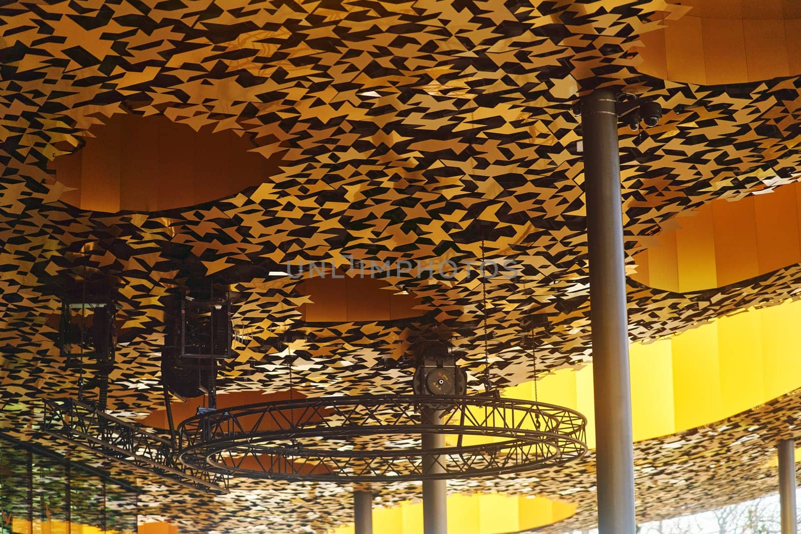 View of the golden roof covering of the House of Music in Budapest. High quality photo