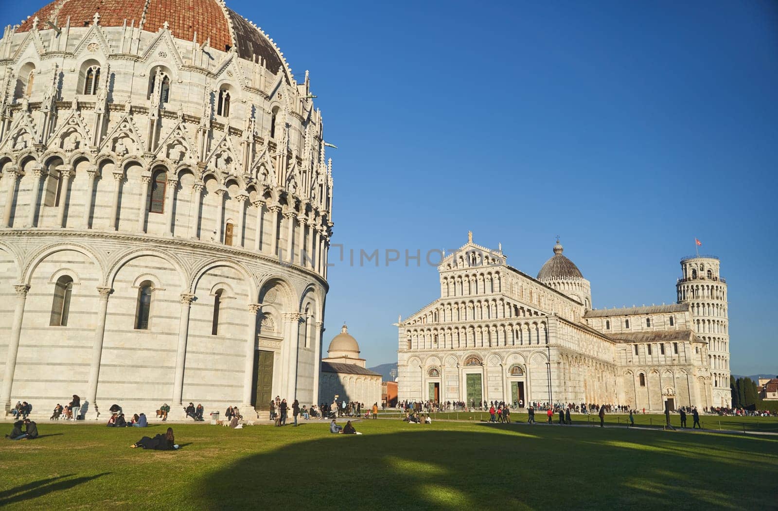 Pisa, Italy - 13.02.2023: View of the Pisa Cathedral on a sunny day in the city of Pisa, Italy. High quality photo