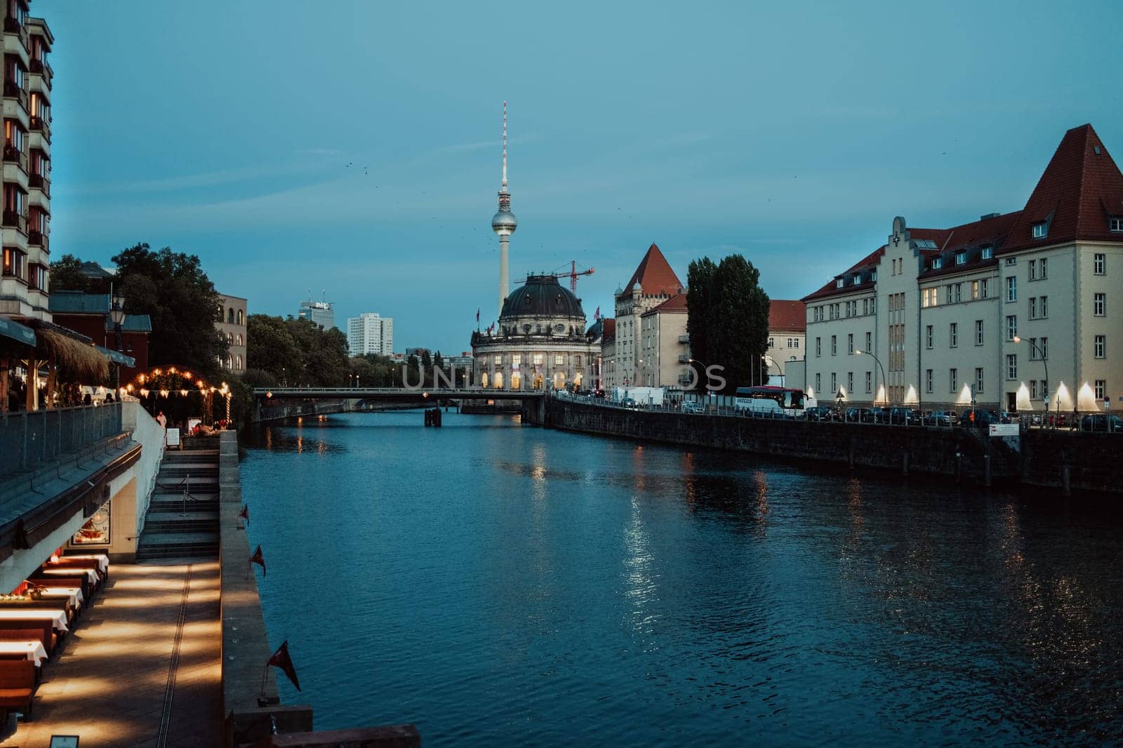 March 2023 - Berlin, Germany. Night view to river Spree. Beautiful panorama by kristina_kokhanova