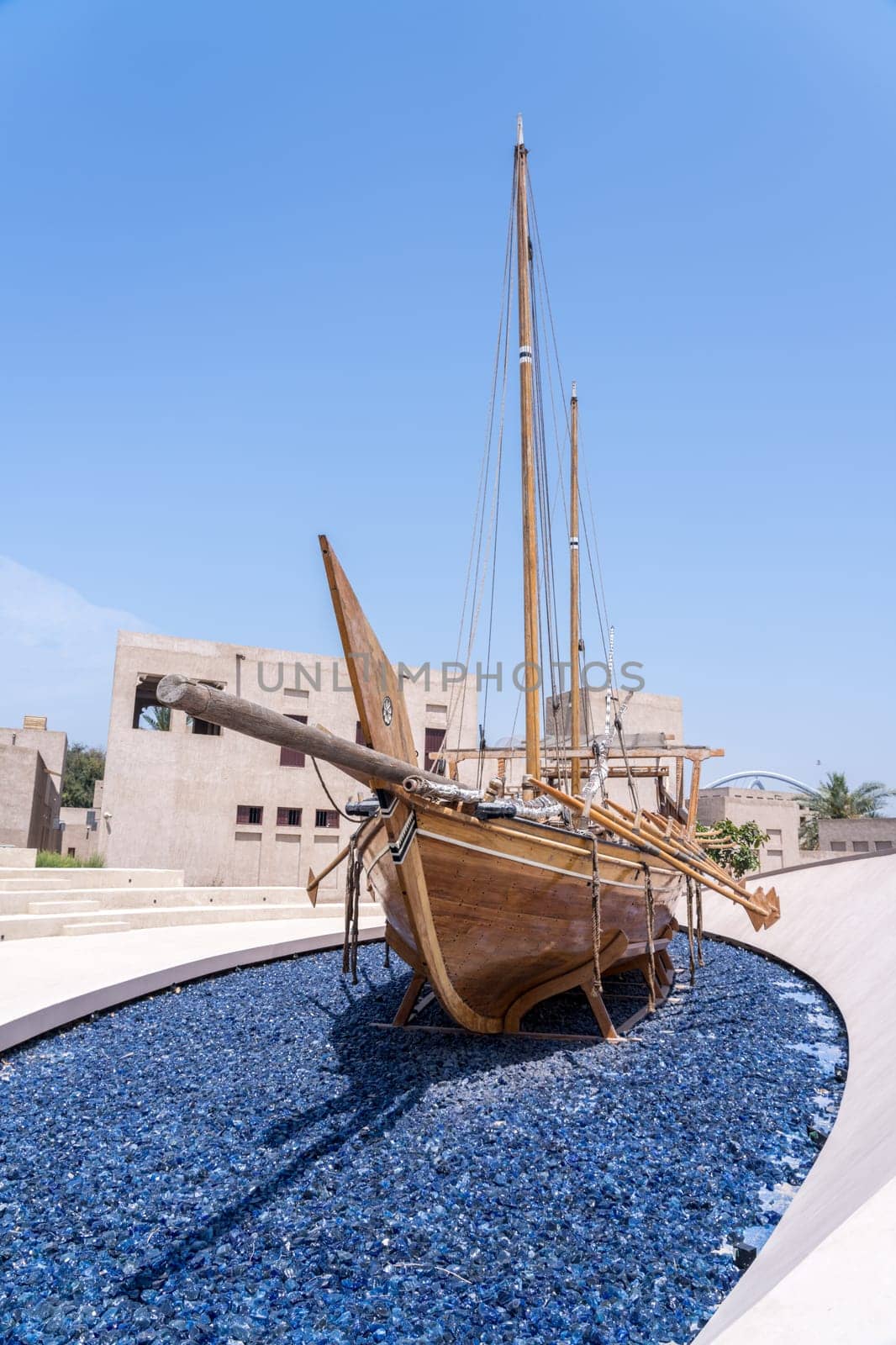 Reconstruction of Dhow in the Al Shindagha district and museum in Bur Dubai