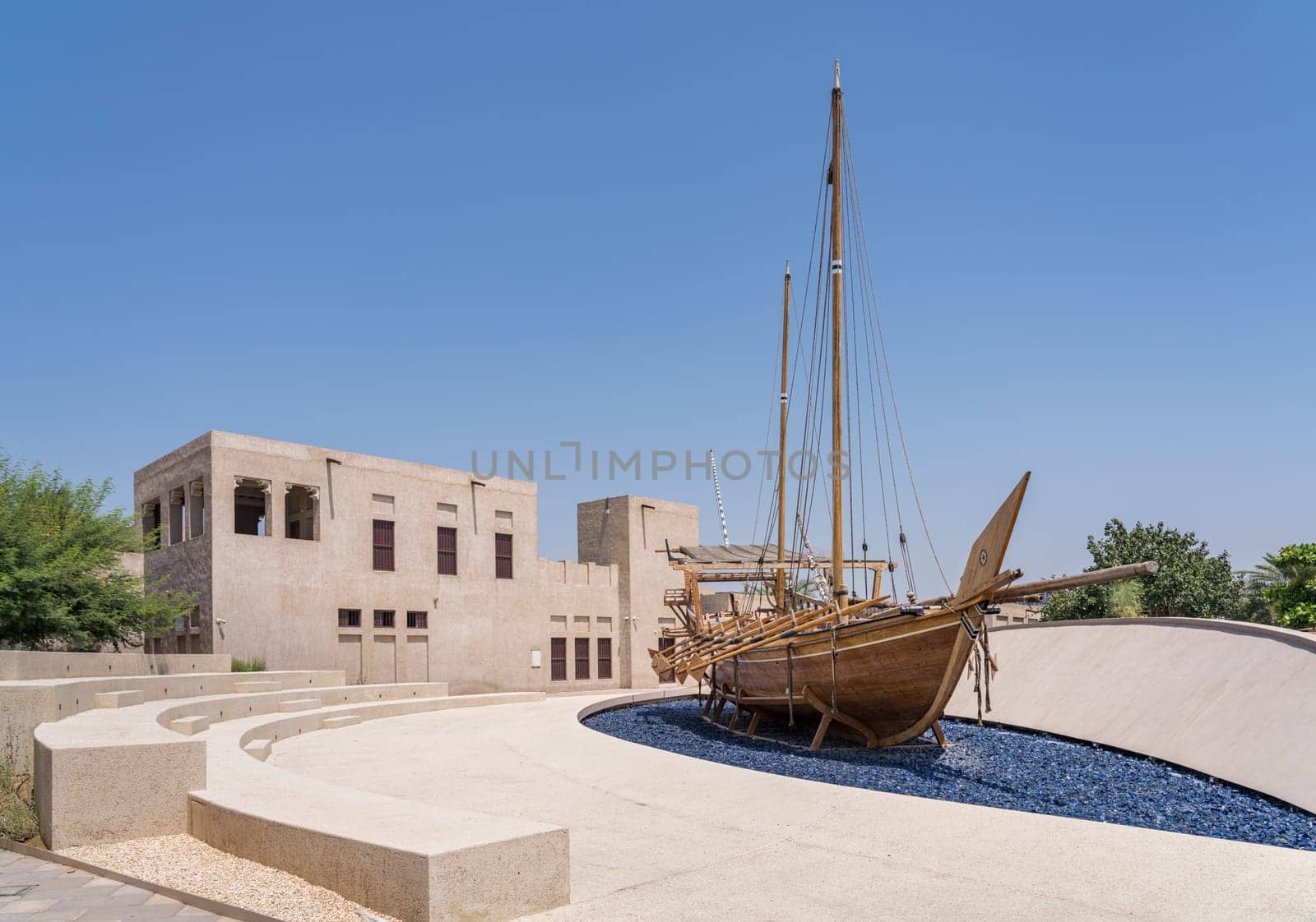 Reconstruction of Dhow in the Al Shindagha district and museum in Bur Dubai